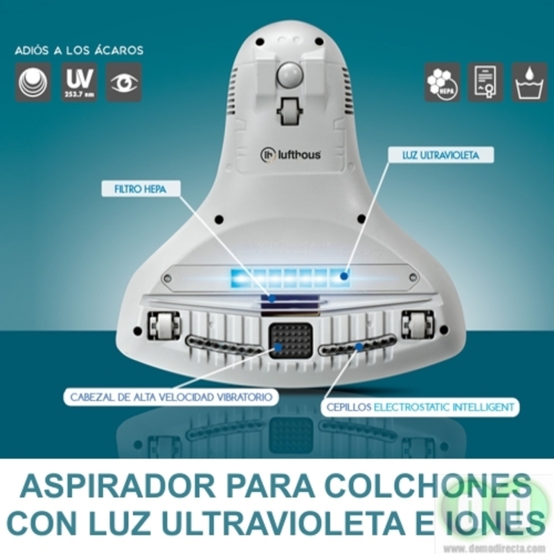 Aspirador de ácaros , Aspiradora Inteligente antiácaros con luz UV, Sensor  de ácaros, Pantalla Digital Inteligente, Filtro HEPA, Doble Taza, para  Limpiar Colchones, Camas, Sofás XianweiShao 9024715999894