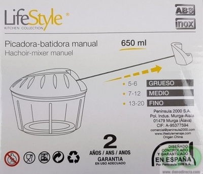 Picadora Batidora Manual de Verduras 650 ml