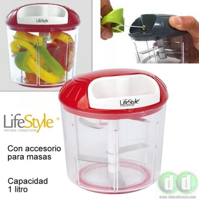 Picadora Batidora Manual de Verduras 1000 ml