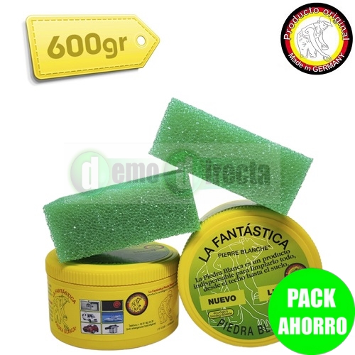 PACK La Fantástica Piedra Blanca 3 Botes de 900 gr + 6 Esponjas de reg –  tuferia